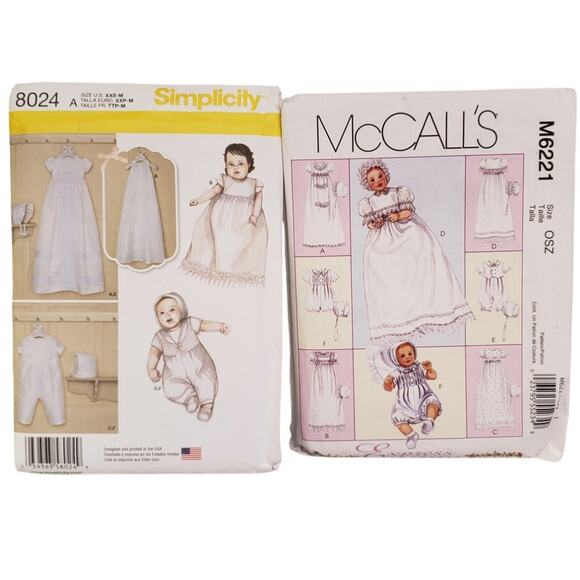 Simplicity Baby Christening Gown Romper Sets Sewing Patterns UNCUT - Picture 1 of 6